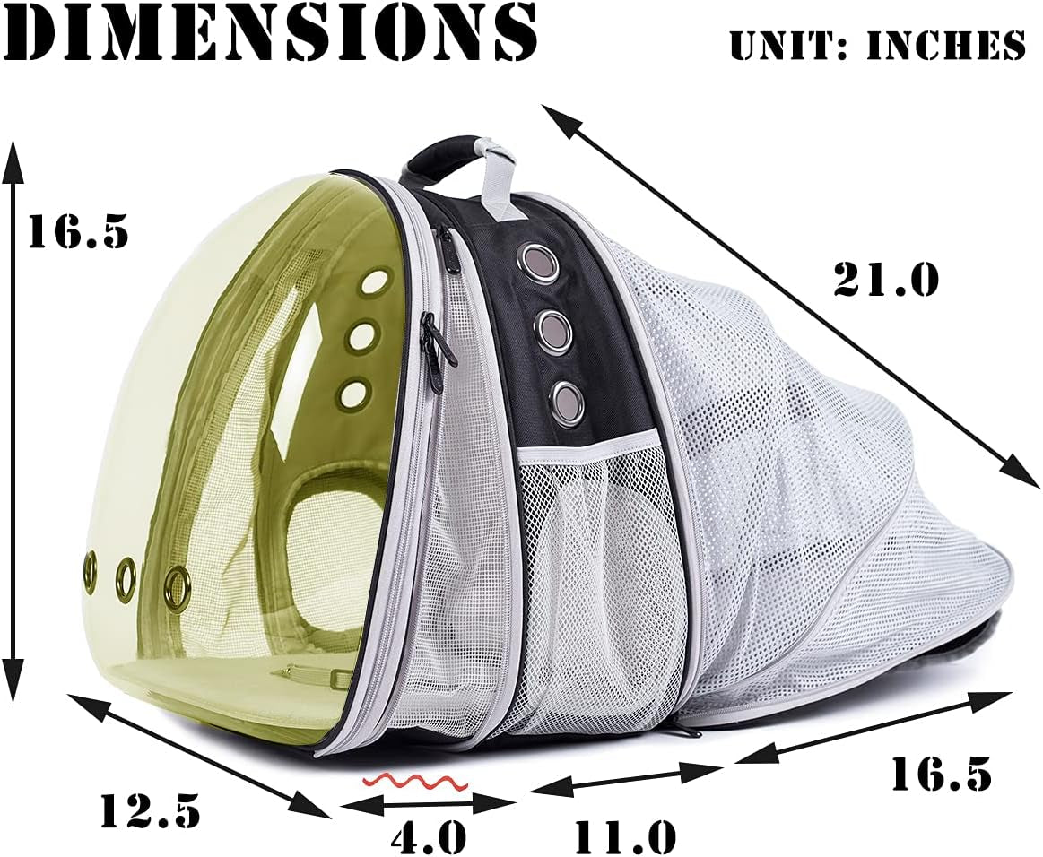 Dual Expandable Polarized Cat Backpack Carrier, Fit up to 20 Lbs, Expandable Front & Back Space Capsule Polarized Bubble Pet Carrier for Large Cat and Small Dog, Pet Carrying Hiking Traveling Backpack
